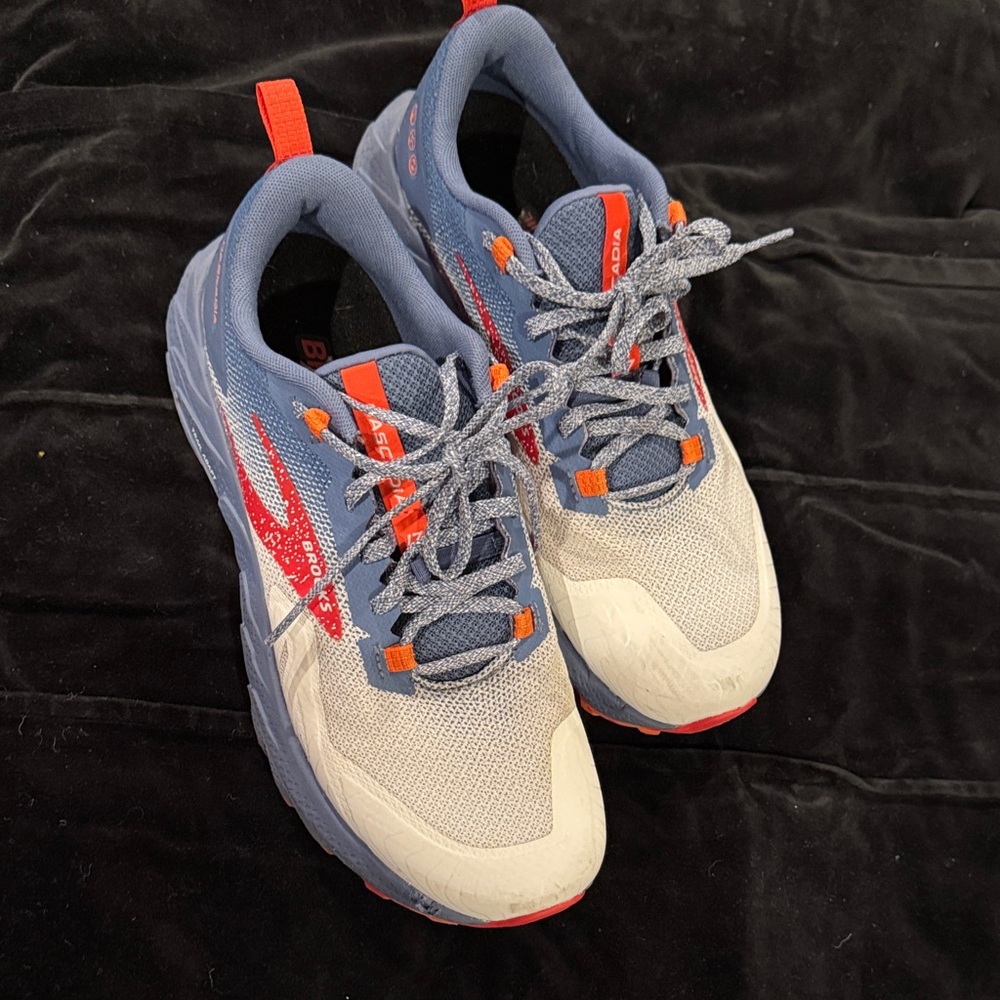 Brooks Cascadia Athletic Shoes - White, Blue, and Red